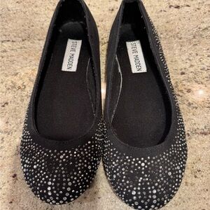 Steve Madden Girls Size 1.5 Black Embellished Flats